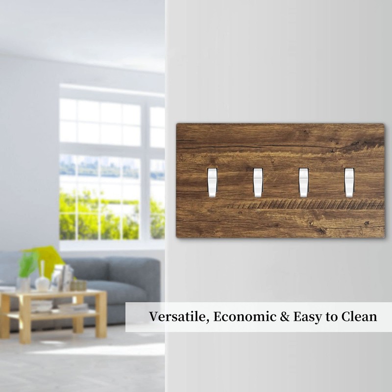 Rustic Farmhouse Quad Light Switch Cover Plate 4 Gang Toggle