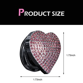Ferianl Bling Push Start Button Cover, Cue Heart Ignition Button Cover Sticker, Crystal Rhinestone Engine Start Buttons Covers, Car Interior Decor Accessories for Most Car (Pink）