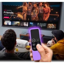 Case Compatible with Apple TV 4K/ 4th Gen Remote Light Weight Anti-Slip Shock Proof Silicone Cover for Controller for Apple TV Siri Remote (Purple Glow)