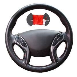 Microfiber Leather Car Steering Wheel Cover Anti-Slip Stitch Wheel Wrap Fit for Hyundai Elantra 3 2011-2016 Elantra 3 Sport Avante i30 Tourer 2011,Red