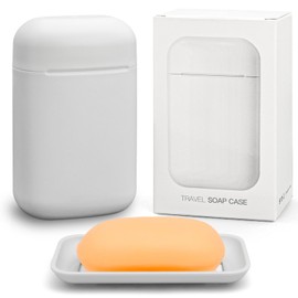 Minimalist Travel Soap Case with Removable Draining Tray, Compact Leak-Proof Travel Soap Container with Silicone Seal, Gray, 1 Pack