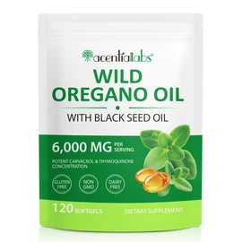 Acentiallabs Wild Oregano Oil Softgels 2-in-1, 6000mg Oregano Oil with 200mg Black Seed Oil, Non-GMO, Gluten-Free Supplement, 120 Capsules