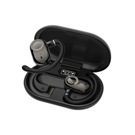 URIZONS Earhook TWS Gaming On Ear Earbuds Wireless Earphones - Low-Latency with Charging case Bluetooth Over Ear Headphones TWS Headset Suitable for Gamers/Runners/Fitters/Sport -Black