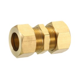 sourcing map 1Pcs Brass Compression Tube Fitting, 15.88mm Tube OD Connector, NPT Thread Compression Union Connectors & Compression Sleeves Ferrules, Brass Straight Coupling Adapter