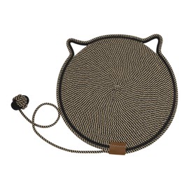 CAPASTEC Cat Scratching Mat with Ball, Cotton Rope Cat Scratching Pad, Round Horizontal Cat Scratching Mat, Cat Furniture Protector for Wall Sofas, Black, 50 cm