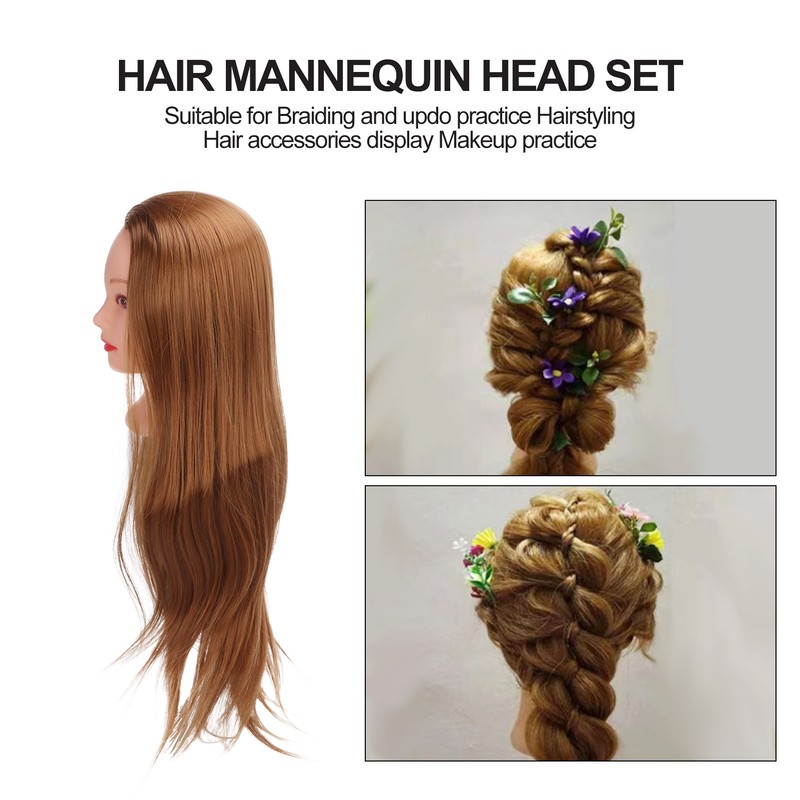 Hair Mannequin Head Hairdressing Styling Training Braiding Practice Doll Head