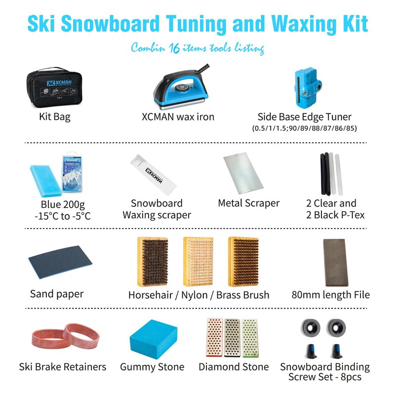XCMAN Complete Ski Snowboard Tuning Waxing Combo Kit with Waxing
