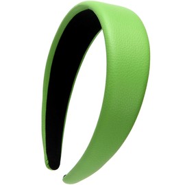 LONEEDY - Diadema de piel dura de 1,7 pulgadas para mujer, color verde