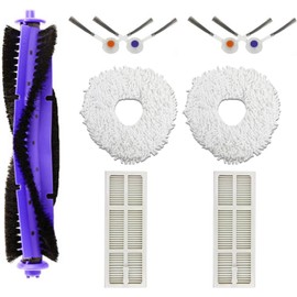 Kit de accesorios de repuesto compatible con aspiradora robot Narwal Freo, 1 cepillo para polvo principal, 4 cepillos laterales, 2 almohadillas para orejas para fregona, 2 piezas de repuesto Hepa Fiters (9 piezas)