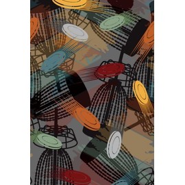 MOOK FABRICS Cotton Disc Golf Sports Grey Target Baskets Cotton Fabric Print by The Yard (133027), Black