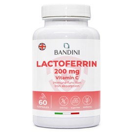 Bandini® Lactoferrin 60 Capsules - 200mg Lactoferrine + 60mg Vitamin C per Daily dose (1 Capsule) - Improves Iron Absorption & Immune System Function - A Component in Colostrum - Vegetarian, GMO-Free