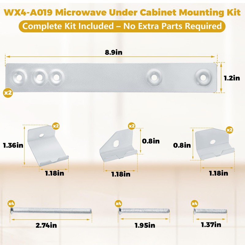 BigHead WX4-A019 JXA019K Microwave Under Cabinet Mounting Kit Replacement for