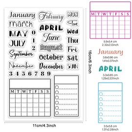 CHGCRAFT Month Week Calendar Clear Stamp Custom Silicone Clear Stamps Date Clear Stamps for DIY Scrapbooking Photo Album Decorative Cards Making, Words, 6.3X 4.33x 0.12inch