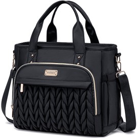 Weitars Insulated Lunch Bag for Women,Leak Proof Lunch Box for Work,Extra Large Lunch Tote Bag With Removable Shoulder Strap with Side Pockets,Reusable Lunch Bag For Picnic Hiking (Black-02)