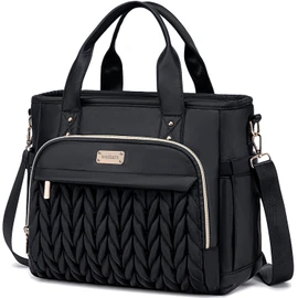 Weitars Insulated Lunch Bag for Women,Leak Proof Lunch Box for Work,Extra Large Lunch Tote Bag With Removable Shoulder Strap with Side Pockets,Reusable Lunch Bag For Picnic Hiking (Black-02)