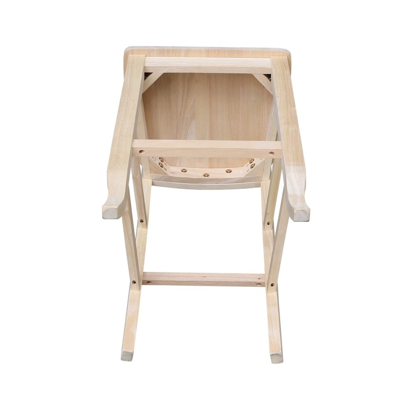 IC International Concepts Double X-Back Bar Height Stool Solid Wood,