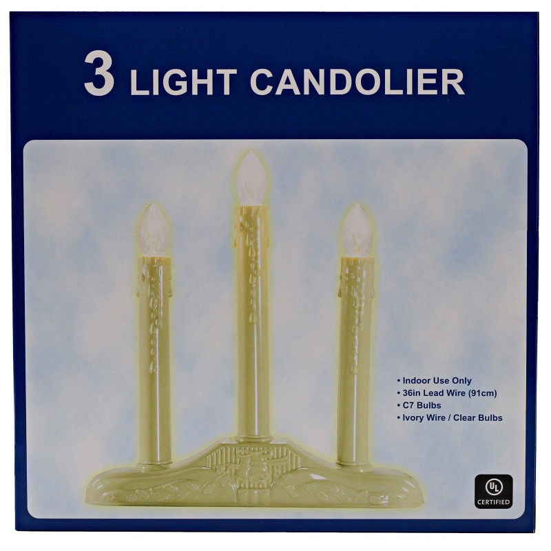 Creative Hobbies 3 Light Electric Candolier Indoor Christmas Candle Lamp