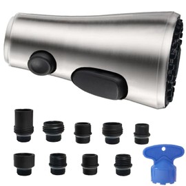 Pull Down Spray Head for Kitchen Faucet, 3 Modes with 9 Adapters, Faucet Head Replacement Compatible with Moen, American Standard, Kohler Faucets, Delta, Brushed Nickel