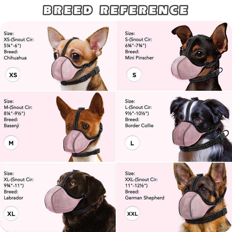 Dog Muzzle - Soft Breathable Mesh Nylon Adjustable Muzzle for