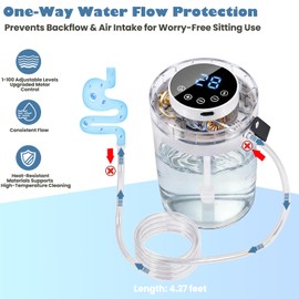 Premium Coffee Enema Kit, Transparent with One-Way Valve, Perfect for Colon Cleansing & Coffee Enema, 100 Levels Water Flow Speed Control with LCD Display, Hands-Free Colonic Irrigation Kit