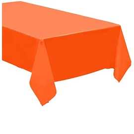 QQOUTLET 3 Pack Plastic Tablecloth Rectangle 54" X 108" Premium Disposable Table Cover for Party Birthday Wedding (Orange)