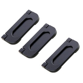 XMHF 7.5cm/3'' Recessed Type Furniture Wardrobe Drawer Pull Handle Flat Black Cabinet Flush Ring Pull Rectangle,Pack of 3