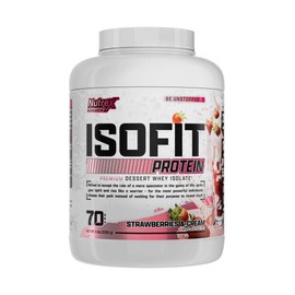 Nutrex Research IsoFit Whey Protein Powder Instantized 100% Whey Protein Isolate (70 Servings, Strawberries & Cream)