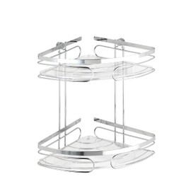 Wenko Premium 20412100 Wall-Mounted Corner Shelving Unit with 2 Shelves Stainless Steel