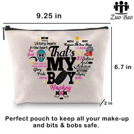 Zuo Bao Hockey Mom Makeup Bag Hockey Lover Gift That's My Boy Cosmetic Bag Team Mom Gift (Hockey Mom)