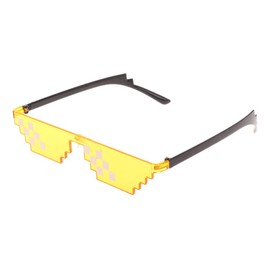Colorful Mosaic Sunglasses Toy, Thug Life Glasses Deal With It Pixel for Women Men Kids (Yellow)