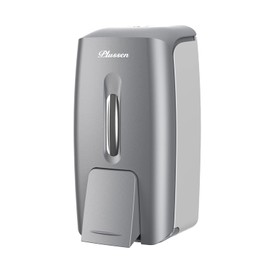 PLUSSEN Soap Dispenser Wall Mount Adhesive Commercial Soap Dispenser 800ml No Drill Hand Sanitizer Dispenser for Bathroom Support Liquid and Gel,Silver-PN9088