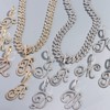 PTJDSMF Gold Silver Plated Initial Cuban Link Chain Necklace for