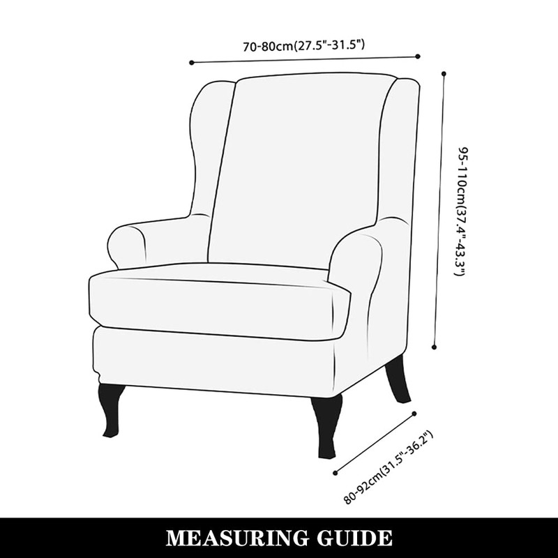PENDEJATO Wing Chair Slipcovers, 2 Piece Stretch Wingback Chair Cover