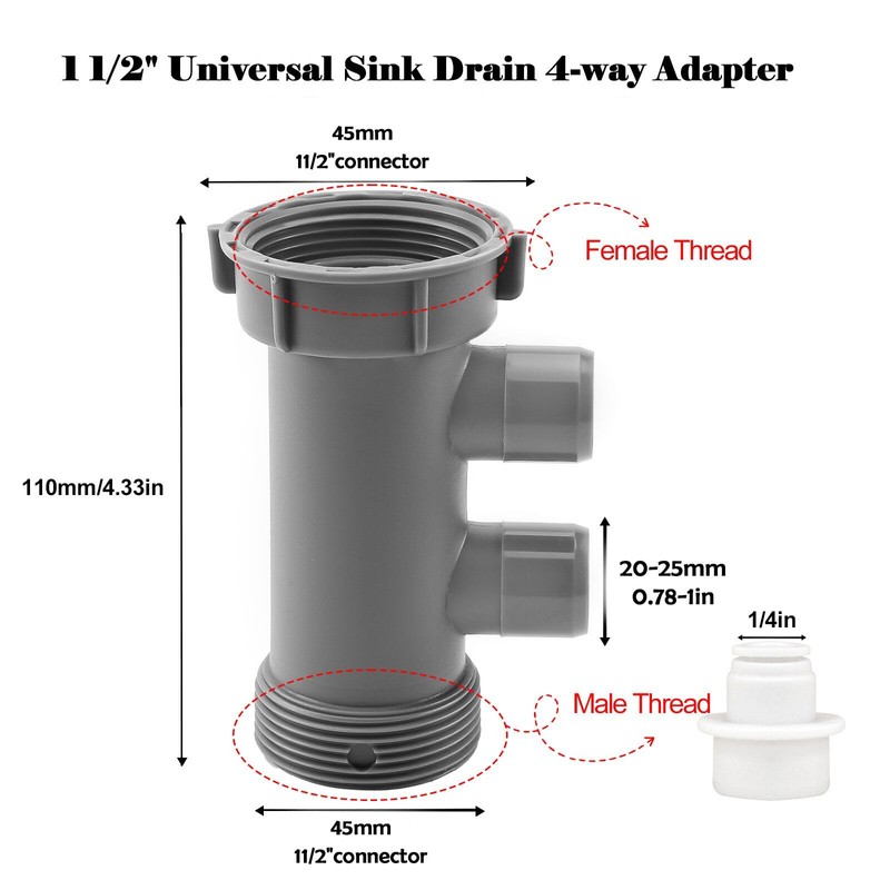 QruiLanTu 2Pcs 1-1/2 Inch Dishwasher Kitchen Drain Pipe Hose Adapter,