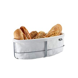 GEFU Brunch Bread Basket, Oval, White, Bread Basket with Bag, Washable Fabric Basket, Cotton