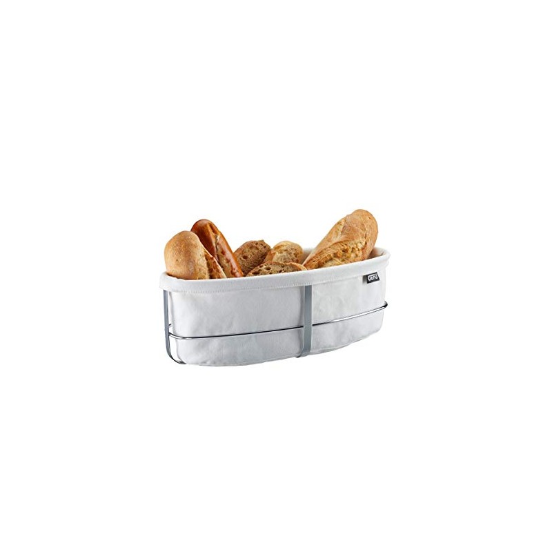 GEFU Brunch Bread Basket, Oval, White, Bread Basket with Bag,