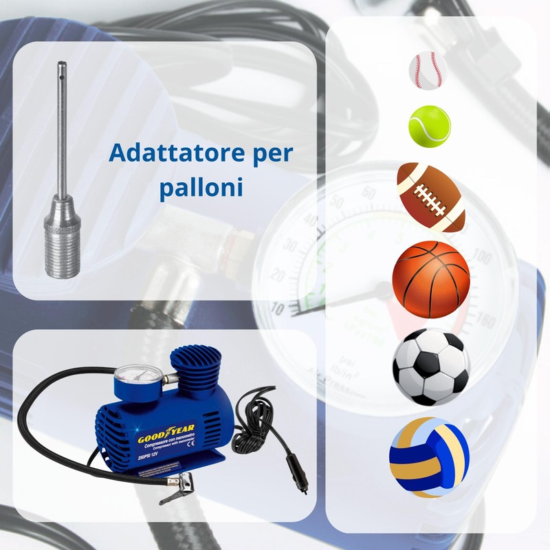 Goodyear 77364 Good Year Compressor with Manometer 12V, Blue