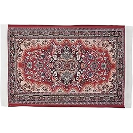 Miniature Red Woven Carpet, 10 x 15 cm Miniature Carpet, Dollhouse Accessories Vintage Style Flooring Mini Furniture Decoration