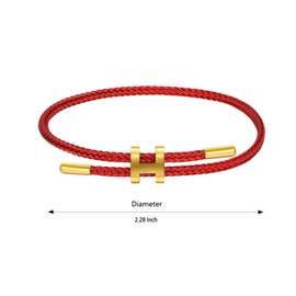 AIMADE Bracelets for Women Adjustable Charm Bracelet, 18k Gold-plated Buckle Design Titanium Steel Wire Rope Women's Gift Jewelry (Red-Red)