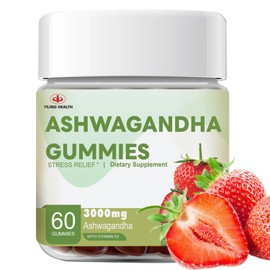 YiLing Ashwagandha Gummies for Women & Men, 3000 Mg of High-Potency Ashwagandha Root Extract Boosts Energy, Improves Sleep, Relieves Stress and Calms Mood, 60 Count Strawberry Flavor Ashwagandha