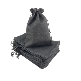 Palmhomee Pack of 25 Burlap Gift Bags with Drawstring Linen Jewelry Pouches Wedding Hessian Jute Bags for Birthday Jewelry and Treat Pouches Party Wedding Favors Gift Art and DIY Craft (5x7 Inch, Black)