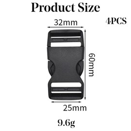 Plastic Side Release Buckle Clip for Luggage, Rucksack/Back Pack, Webbing Strap (25mm - 4 pack, Black),buckles