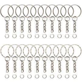 KUUQA 40 PCS Keyring Blanks Split Metal Keyring Crafts DIY Key Rings with Open Jump Rings and Link Chain