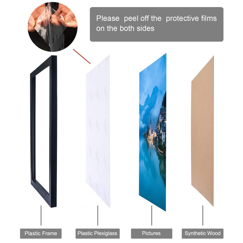 NAOKBOEE 11x13 Picture Frame in Black, Photo Frames with Plexiglass,