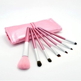 Lucky Interests Portable Makeup Brushes Set, 7Pcs Travel Synthetic Makeup Brushes Kit Face Foundation Blending Powder Blush Eyeshadow Brushes, Cosmetics Brushes Soft Cosmetic Tool Set with Bag
