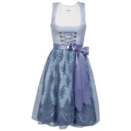 Edelnice Trachtenmode Cloé Children's Dirndl 3-Piece Set Including Blouse, Apron and Charivari Size 92-164, blue, 128