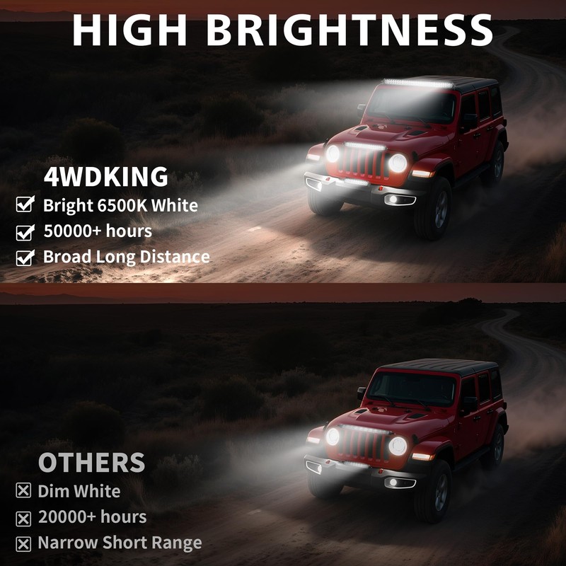 4WDKING LED Light Bar 40 inch IP68&IP69K Waterproof Dual Row