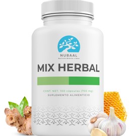 Nubaal MixHerbal Vitamina C con Jengibre, Ajo, Propoleo, Canela, Cúrcuma | Vitaminas y Minerales | 100 cápsulas.