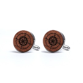 Cufflinks Men's Wooden Compass Cuff Links Wedding Pair Cufflinks Made of Natural Wood Gift for Men Captain, Wood, Wooden