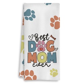 COWEB Dog Mom Gifts Kitchen Towels, Dog Lovers Owners Gifts for Women, Colorful Dogs Paws Hand Towels for Bathroom, 16x24 Inches